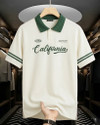 AVEJO Printed Men Polo Neck Beige T-Shirt