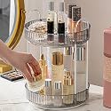 Aveniee 360 Rotating Makeup Organizer for Vanity, Skincare Perfume Organizers Large, Bathroom Countertop Organizer and Storage, Clear Cosmetics Lipstick Holder for Dresser,2 Tiers, Grey