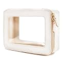 Aveniee Clear Makeup Bag Organizer,Large Travel Toiletry Bag for Women, Waterproof Cosmetic Pouch with Zippers,Car Organizers and Storage Case for Accessories,White