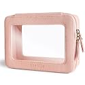 Aveniee Clear Makeup Bag Organizer,Large Travel Toiletry Bag for Women, Waterproof Cosmetic Pouch with Zippers,Car Organizers and Storage Case for Accessories,Pink