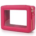 Aveniee Clear Makeup Bag Organizer,Large Travel Toiletry Bag for Women, Waterproof Cosmetic Pouch with Zippers,Car Organizers and Storage Case for Accessories,Hotpink