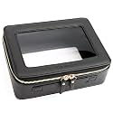 Aveniee Clear Makeup Bag Organizer, Portable Travel Toiletry Cosmetic Bag Case for Women, Heavy Duty Clear Pouch with zipper with Transparent Vinyl Windows &amp; Gold Zippers(Black)