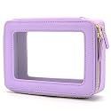 Aveniee Clear Makeup Bag Organizer, Travel Toiletry Bag Cosmetic Case for Women, Make Up Skincare Pouch Car Organizer Bag with Zippers for Essentials,Lilac,Medium Classic