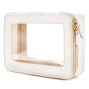 Aveniee Clear Makeup Bag Organizer, Travel Toiletry Bag Cosmetic Case for Women, Make Up Skincare Pouch Car Organizer Bag with Zippers for Essentials,White,Medium Classic