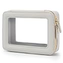 Aveniee Clear Makeup Bag Organizer,Travel Toiletry Bag for Women,Waterproof Cosmetic Pouch with Zippers,Car Accessories Organizers and Storage Case,Grey,Medium Classic