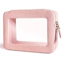 Aveniee Clear Makeup Bag Organizer, Travel Toiletry Bag for Women, Waterproof Cosmetic Pouch with Zippers,Car Accessories Organizers and Storage Case,Pink,Medium Classic