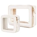 Aveniee Clear Makeup Bag Set (2-Piece Mini &amp; Midi) - Travel Toiletry Organizer for Women, Waterproof Cosmetic Pouch &amp; Car Accessory for Travel Size Toiletries, White