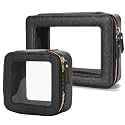 Aveniee Clear Makeup Bag Set (2-Piece Mini &amp; Midi) - Travel Toiletry Organizer for Women, Waterproof Cosmetic Pouch &amp; Car Accessory for Travel Size Toiletries, Black