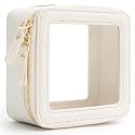 Aveniee Clear Makeup Bag Small, Mini Travel Toiletry Bag Cosmetic Bags Organizer, TSA Approved Clear Makeup Case Pouch with Zipper, Car Essentials for Women Men(Mini-White)