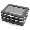 Aveniee Clear Makeup Bags,Double Layer Cosmetic Bags with Separate Brush Compartment,Large Travel Toiletry Bag Cosmetic Case,Travel Accessories Organizer for Women,2 Layers,Black
