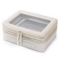 Aveniee Clear Makeup Bags, Double Layer Cosmetic Bags with a Separate Brush Compartment, Large Travel Toiletry Bag Train Case for Women, Travel Accessories Organizer,2 Layers Large, Grey