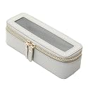 Aveniee Clear Makeup Brush Bag, Slim Brush Holder Cosmetic Case, Small Travel Toiletry Bag for Women, Thin Make up Bags with Zippers, Cute Travel Essentials Srorage Bag.Grey