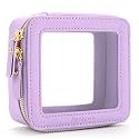 Aveniee Mini Clear Makeup Bag, Small Cosmetic Bags Travel Toiletry Pouch Organizer, TSA Approved Make up Case with Zipper, Car Bag for Essentials,Lilac