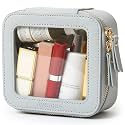 Aveniee Mini Clear Makeup Bag, Small Cosmetic Bags Travel Toiletry Pouch Organizer, TSA Approved Make up Case with Zipper, Car Bag for Essentials,Blue
