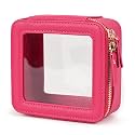 Aveniee Mini Clear Makeup Bag, Small Cosmetic Bags Travel Toiletry Pouch Organizer, TSA Approved Make up Case with Zipper, Car Bag for Essentials,Hotpink