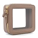 Aveniee Mini Clear Makeup Bag, Small Travel Toiletry Bag Cosmetic Bags TSA Approved, Clear Makeup Case Pouch with Zipper, Car Organizer Essentials for Women Men,Taupe
