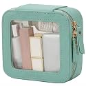 Aveniee Mini Clear Makeup Bag, Small Cosmetic Bags Travel Toiletry Pouch Organizer, TSA Approved Make up Case with Zipper, Car Bag for Essentials,Green