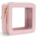 Aveniee Small Clear Makeup Bag,Mini Travel Toiletry Organizer TSA Approved,Waterproof Cosmetic Case with Zipper,Cute Car Essentials Pouch for Women,Pink