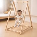 Avenlur Spruce Baby and Toddler Foldable Swing Set with Stand - Premium Montessori, Waldorf Style Self-Standing Indoor Swingset for Children 6m to 3 Yrs - Perfect for Home, Child Day Care, & Preschool