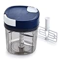 Avenn Plastic Vegetable Chopper Square 2 in 1 Jumbo Multipurpose Manual Dry Fruit &amp; Onion Handy Quick Cutter Machine for Kitchen with 6 Stainless Steel Blade &amp; Whisker - 900ml
