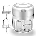Avenn Rechargeable Electric Mini Garlic, Onion Chopper with Copper Motor | Chop, Mince, Puree, Dice | Wireless One Touch Operation | Twin Stainless Steel Blades (Multicolor, 250ml)