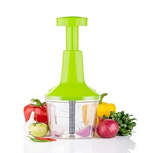 avenn twister push chopper 6 blade with lock amp unlock system power free  chop n chopper vegetable and fruit cutter  easy and close button multicolor