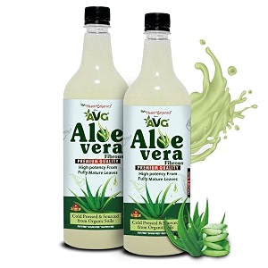 avg health organics aloevera fibrous natural aloe vera juice with pulp improves digestion for healthy hair and skin 1000 ml  super saver pack of 2
