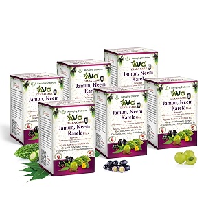 avg health organics diaba care karela jamun neem powder 200g  pack of 6  diabetes care ayurvedic supplement with arjuna gokhru amp triphala  helps in relieving constipation