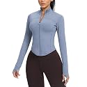 AVGO Women's Cropped Running Workout Jackets Zip Slim Fit Athletic Tops with Thumb Holes