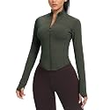 AVGO Women's Cropped Running Workout Jackets Zip Slim Fit Athletic Tops with Thumb Holes