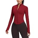 AVGO Women's Cropped Running Workout Jackets Zip Slim Fit Athletic Tops with Thumb Holes