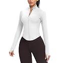 AVGO Women's Cropped Running Workout Jackets Zip Slim Fit Athletic Tops with Thumb Holes