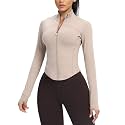 AVGO Women's Cropped Running Workout Jackets Zip Slim Fit Athletic Tops