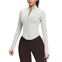 AVGO Women's Cropped Running Workout Jackets Zip Slim Fit Athletic Tops with Thumb Holes