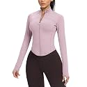 AVGO Women's Cropped Running Workout Jackets Zip Slim Fit Athletic Tops with Thumb Holes