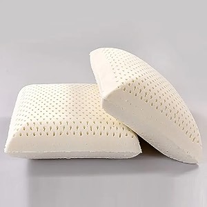 avi 100 netural regular latex pillowultra plush latex foam pillowbed pillow for sleeping side and stomach sleepers- with inner cotton cover pack of 2 white