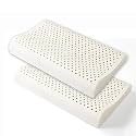 AVI 100% Natural Cervical Latex Pillow 35 Density Ultra Plush Latex Foam Bed Pillow for Sleeping, Side and Stomach Sleepers- with Inner Cotton Cover, Pack of 2, White, 60x40x12/10 CM