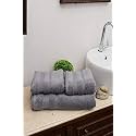 Avira Home Double Corded Zero Twist Cotton Towels Set of 3 (1 Bath &amp; 2 Hand Towels) 550 GSM (Charcoal)