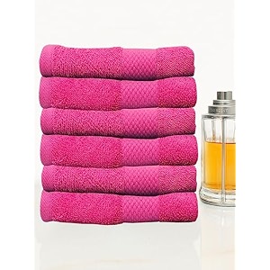 cotton hand towelset of 6gsm  500100 cottoncolor  pink
