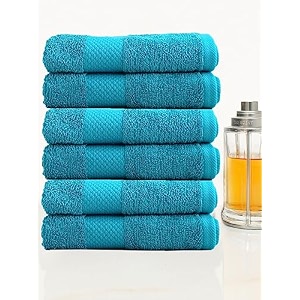 cotton hand towelset of 6gsm  500100 cottoncolor  turquoise
