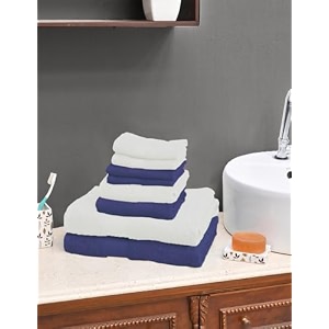 value cottton towel setset of 8100 cotton color white amp navy