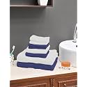 Value Cottton Towel Set|Set of 8|100% Cotton| Color: White &amp; Navy