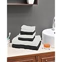 Value Cottton Towel Set|Set of 8|100% Cotton| Color: Black &amp; White