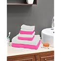 Value Cottton Towel Set|Set of 8|100% Cotton| Color: White &amp; Pink