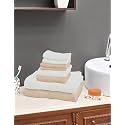 Value Cottton Towel Set|Set of 8|100% Cotton| Color: White &amp; Beige