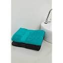 Zero Twist Cotton Extra Large Sheet Size Towel| Pack of 2| GSM 500| Size: 30"x60"| Men's Women's &amp; Kids Towel, Supersoft, High Absorbent| Color: Black &amp; Turquoise