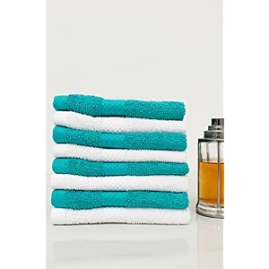 zero twist cotton face towel pack of 8 gsm 550 size 1234x1234 men39s women39s amp kids towel supersoft high absorbent color white amp turquoise