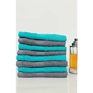 zero twist cotton face towel pack of 8 gsm 550 size 1234x1234 men39s women39s amp kids towel supersoft high absorbent color turquoise amp charcoal