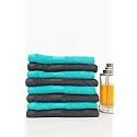 Zero Twist Cotton Face Towel| Pack of 8| GSM 550| Size: 12"x12"| Men's Women's &amp; Kids Towel, Supersoft, High Absorbent| Color: Black &amp; Turquoise