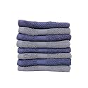 Zero Twist Cotton Face Towel| Pack of 8| GSM 550| Size: 12"x12"| Men's Women's &amp; Kids Towel, Supersoft, High Absorbent| Color: Charcoal &amp; Navy
